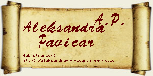 Aleksandra Pavičar vizit kartica